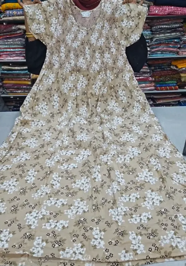 Premium Cotton Smocked Maxi Gown With Side pocket | MG73